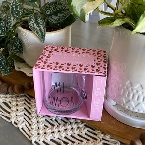 Rae Dunn Enchante Spanish Mi Amor Clear Glass Mug 18 oz Valentine’s Day!